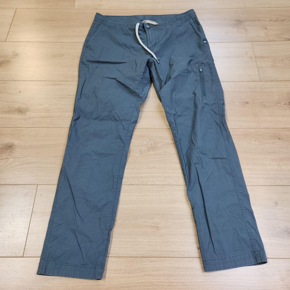 Vuori Ripstop Pants Womens Large Blue Cargo Cotton Stretch Travel Lightweight